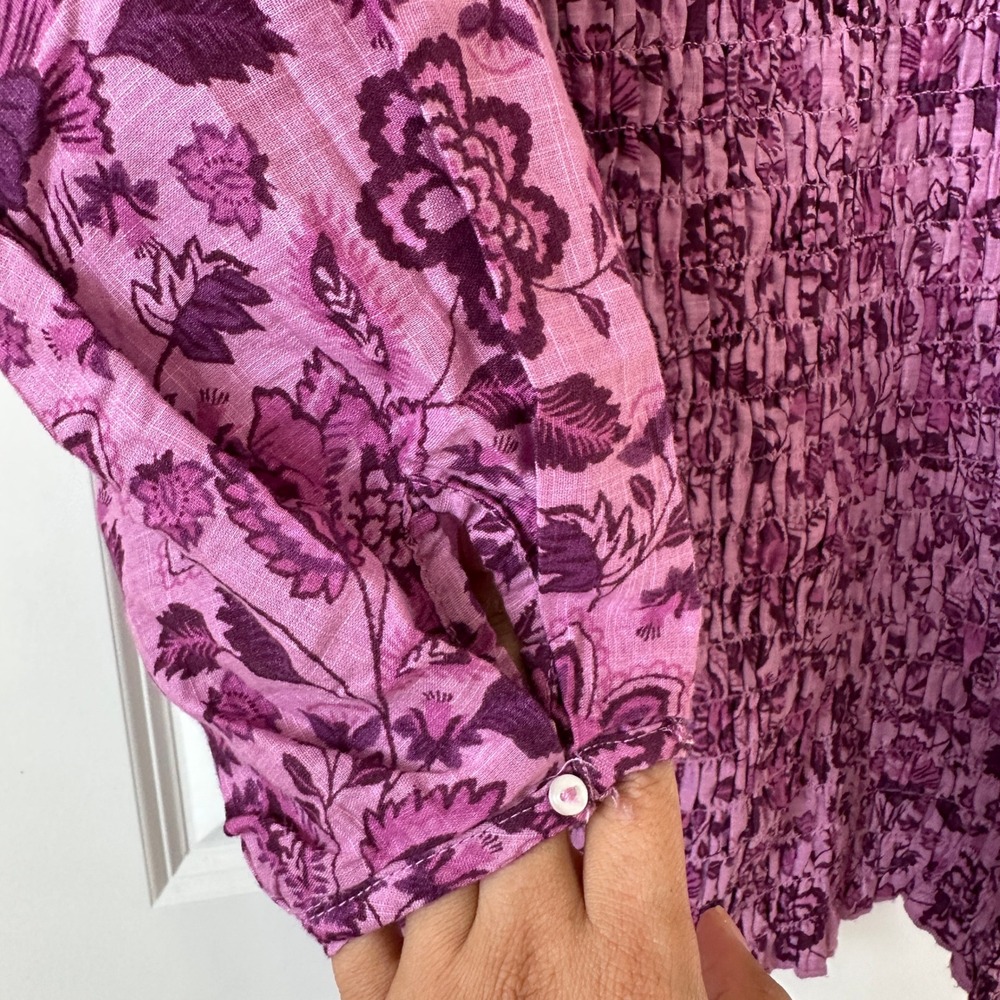 Free People Purple Floral Smocked Mini Dress Balloon Sleeve Size S OB1438613 NWT - Picture 3 of 13